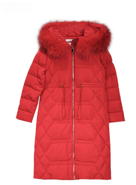 朵以正品冬装时尚百搭修身显瘦中长款连帽大毛领羽绒服33DD912056