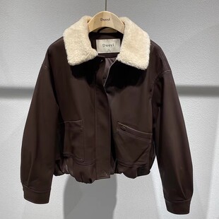 朵以2025冬装新款爆款时尚百搭PU皮外套短款羽绒皮衣40DD939035