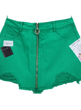 朵以夏装特价时尚个性印花毛边牛仔短裤热裤设计感潮酷34DX211096