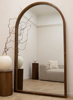 复古镜拱形全身镜美式落地镜欧式试衣镜客厅中古镜子服装店穿衣镜