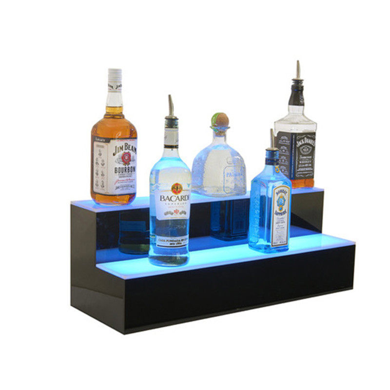 定制二层亚克力红酒陈列架 夜场LED发光酒座 白酒展示架酒架展示