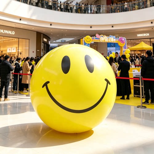 定制立体亚克力笑脸球体表情包城市地标打开商场活动美陈氛围道具