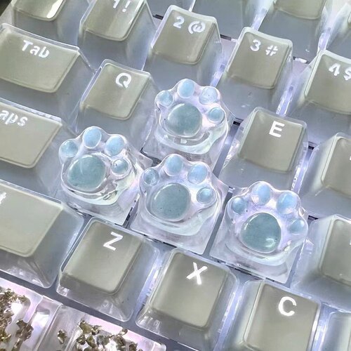 透光粉色猫爪机械键盘键帽