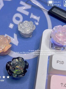 定制个性圆底玫瑰花透光键盘帽冰透夜光花Esc十字轴机械键盘键帽