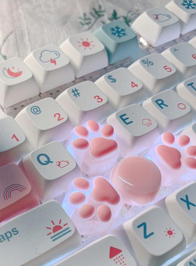 硅胶萌Q透光猫爪键帽十字轴机械键盘创意个性软猫掌粉色蓝色键帽