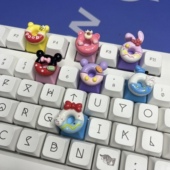 卡通动漫小熊米妮甜甜圈键帽D Y可爱粉色十字轴机械键盘键帽