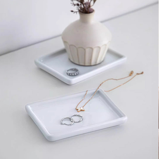 白瓷托盘首饰收纳盘线香底座汤勺架浴室台面肥皂盒多用小瓷盘