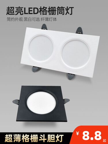 斗胆灯筒灯嵌入式双头方形
