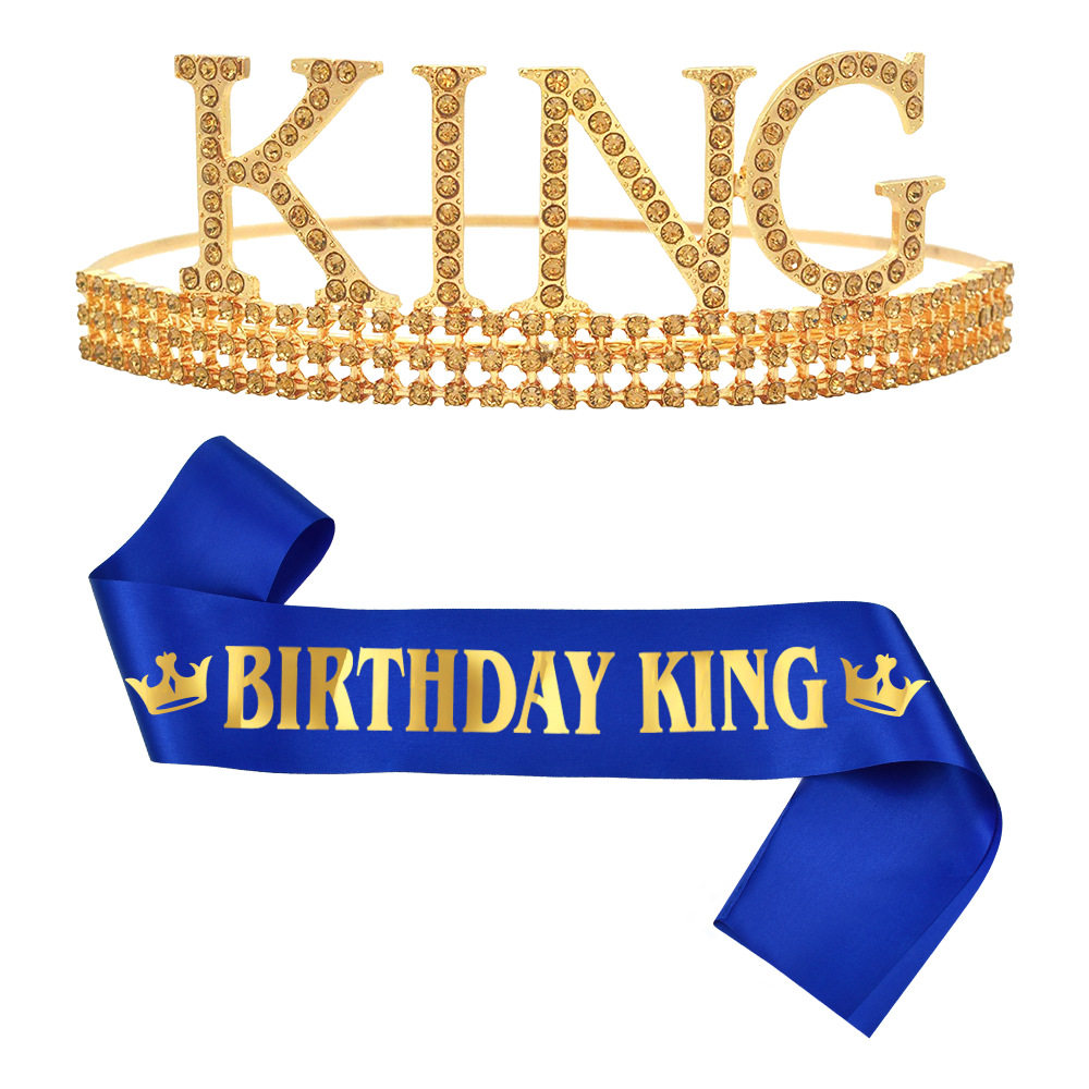 男朋友生日皇冠肩带king金属皇冠birthday king礼仪带装饰品王子