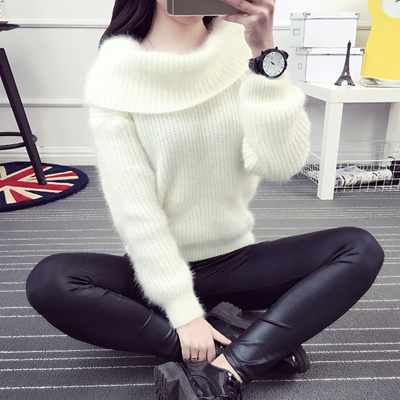 大翻领毛衣女短款套头秋冬韩版宽松一字领上衣外穿打底针织衫学生在类目 女装/女士精品, 毛衣中 - 来自Buy2taobao.com提供专业的淘宝代购服务