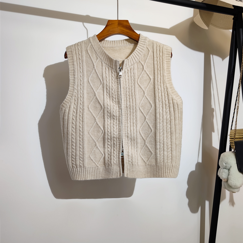 麦瑞蒂针织马甲拉链外套