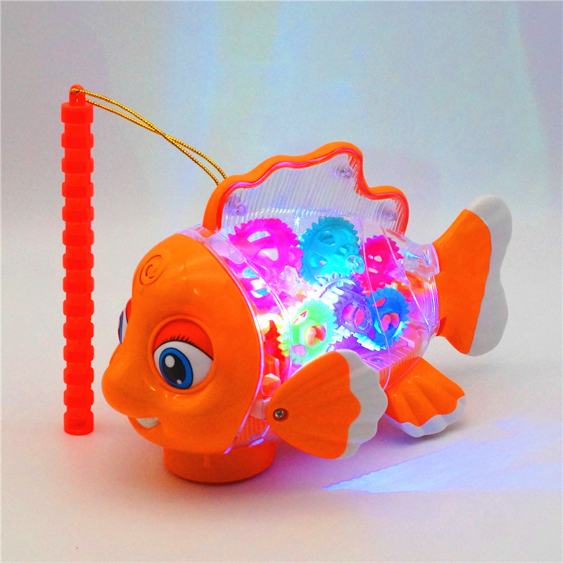 中秋灯笼儿童手提发光玩具音乐电动金鱼新礼物年春元宵节卡通花灯
