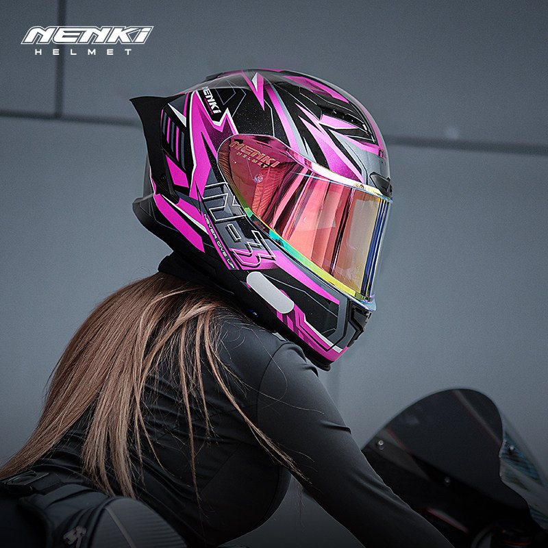 NENKI情侣摩托车头盔男女机车赛车四季全盔儿童防雾大尾翼3C认证