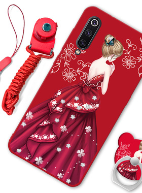 小米9手机壳硅胶小米mi9全包防摔ml9超薄软壳小米九红色网红潮牌男女情侣款带指环挂绳个性创意文字卡通可爱