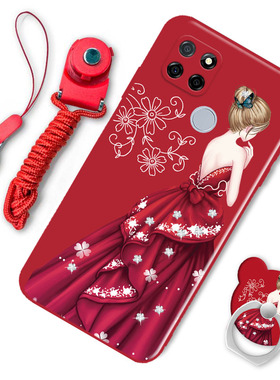 realmeQ2i手机壳女红色新款真我Q2i软套硅胶5G个性卡通可爱RMX2200网红男真我realmeQ2i潮情侣全包边磨砂防摔