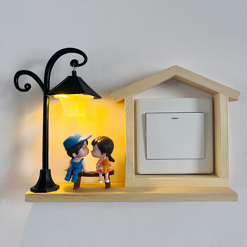 小夜灯开关贴创意墙贴保护套装饰框欧式简约可爱实木立体电源贴