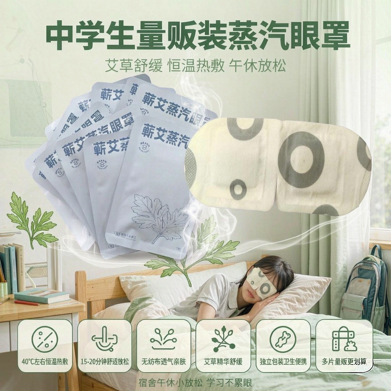 30片艾草蒸汽热敷眼罩缓解眼疲劳