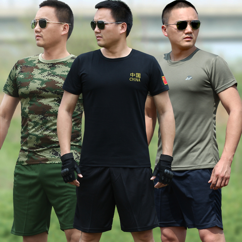 军迷野战体能训练服上衣裤子作训服套装男夏季短袖圆领特种兵t恤