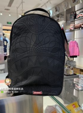 SprayGround鲨鱼嘴正品 26新款W1215731男女黑线条时尚双肩背包