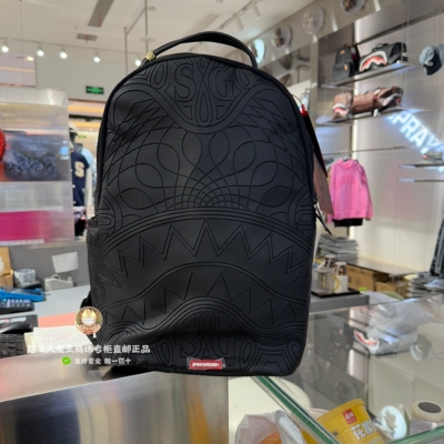 SprayGround鲨鱼嘴正品 26新款W1215731男女黑线条时尚双肩背包
