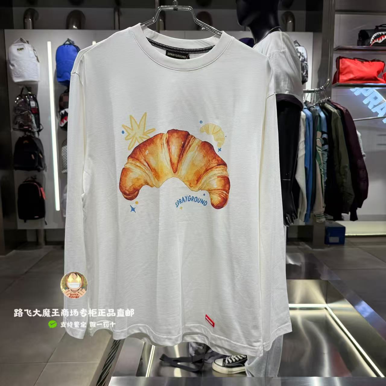 SprayGround鲨鱼嘴专柜正品26新款W1230316男女牛角包印花长袖T恤