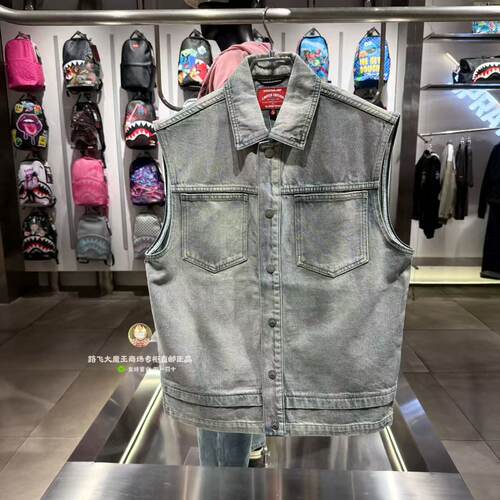 SprayGround鲨鱼嘴专柜正品26新款W1220501男女美式复古牛仔马夹