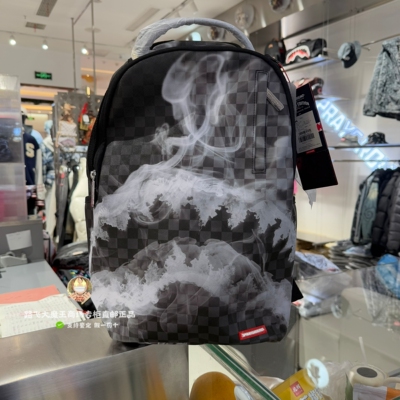 SprayGround专柜正品 鲨鱼嘴SGW1215717格子烟雾潮牌学生透明背包