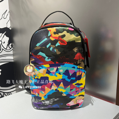 SprayGround鲨鱼嘴24正品W1035704迷彩包潮牌学生背包透明电脑包