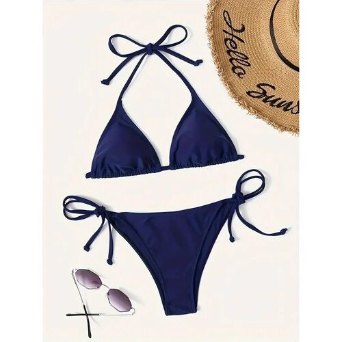 Swimwear Thong Bikini Set Sexy New Navy Blue Swimsuits Woman