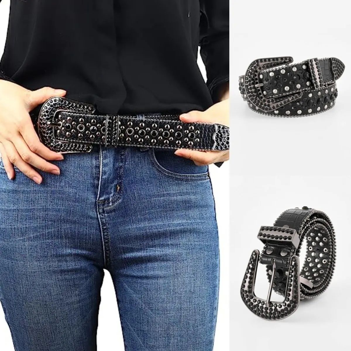 Women's Jeans Rhinestone Large Size Belt Men's Belt Western