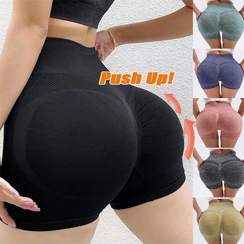 Push Up Short Leggings Women Sports Yoga Scrunch Shorts Seam