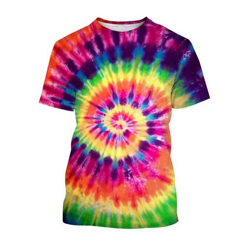 New Gradient Color Tie-dye Pattern Printing 3D T Shirt Men
