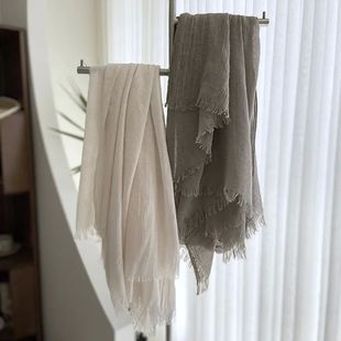 Cotton Linen Solid Color Scarf Female Summer Sun Protection