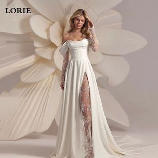 Wedding Dresses Line Long Bridal Sleeve Shoulder Lace Off