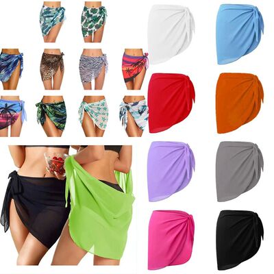 Summer Women Short Solid Sarong Swimsuit Coverups Beach Biki