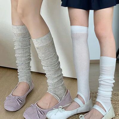 4pcs Summer Thin Stocking Ballet Style Cotton Foot Cover Kne