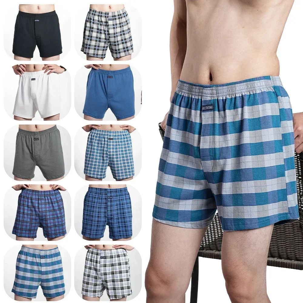 Men's Pure Cotton Boxer Shorts Underwear High Waist Big Unde图片