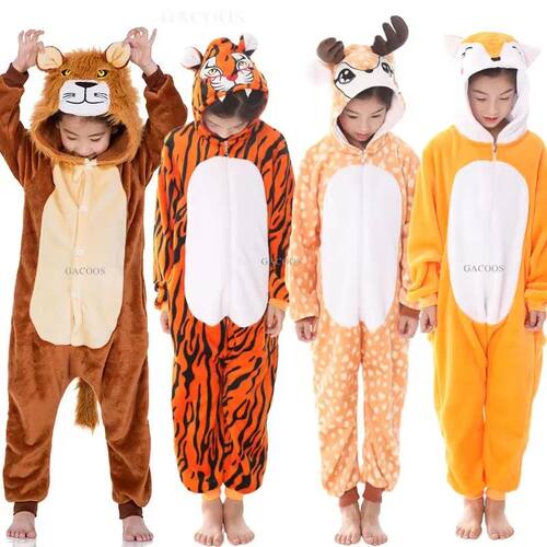 Winter Boys Girls Pajamas Animal Kigurumi Onesies Adult Kids