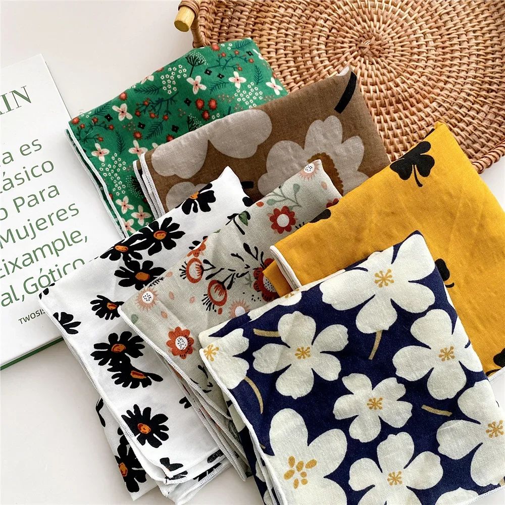55cm Laies Headband Cotton Linen Square Scarf Women College图片