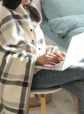 1pc Wearable Blankets Shawl Blanket Flannel Lazy Casual Offi
