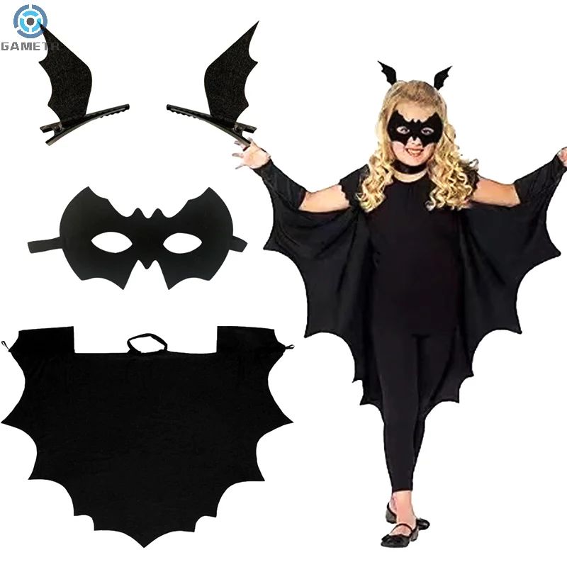 Deluxe Cosplay Costume Set For Kids Halloween Bat Cape Mask