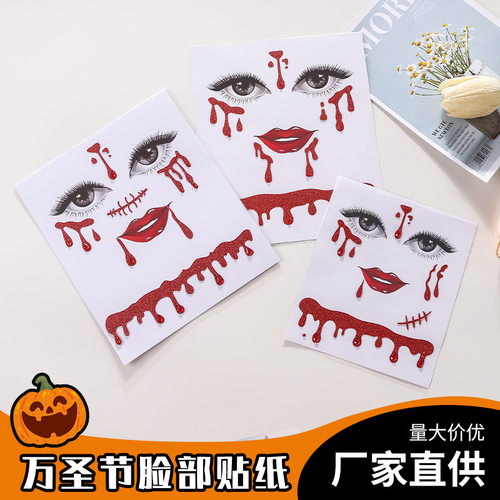 Halloween Scar Tattoo Sticker Waterproof Sweat Horror Bloody