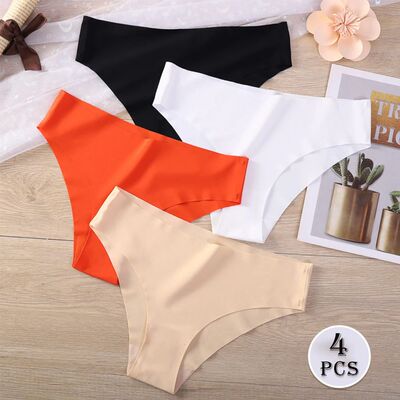 Seamless Thongs for Women No Show Thong V-waisted Stretch Br