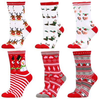 Christmas Mid-Calf Socks for Men Women Santa Claus Autumn Wi