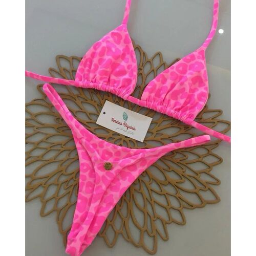 Print Sexy Bikini Sets Halter Lace-up Tops Thongs Beach Styl
