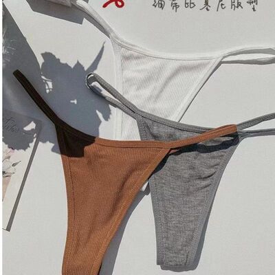 Simple Striped Thin Sexy ThongsSports Women's Underwear Low