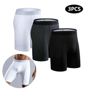 3pcs Long Boxers For Man Underware Lots Mens Underpants Cott