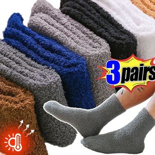 Winter Men's Half Fleece Socks Thermal Coral Fleece Pure Col