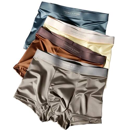 4PCS Men's Underwear Ice Silk High-End Men's Light Satin Sil