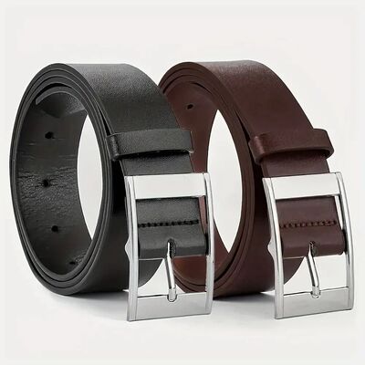 New Luxury Belt for Men PU Leather Belt Metal Pin Buckle Hig